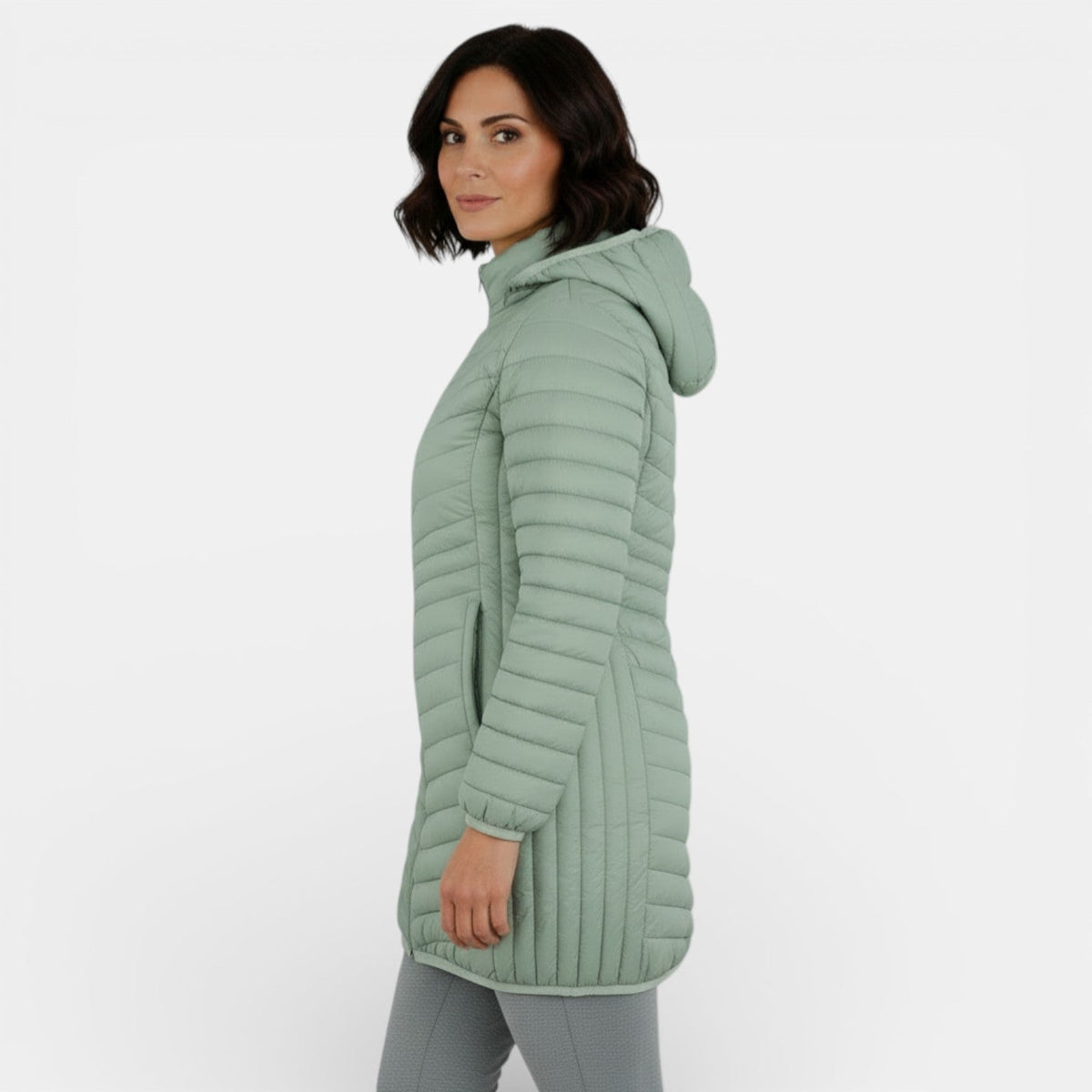 Abrigo acolchado largo con capucha para mujer 2