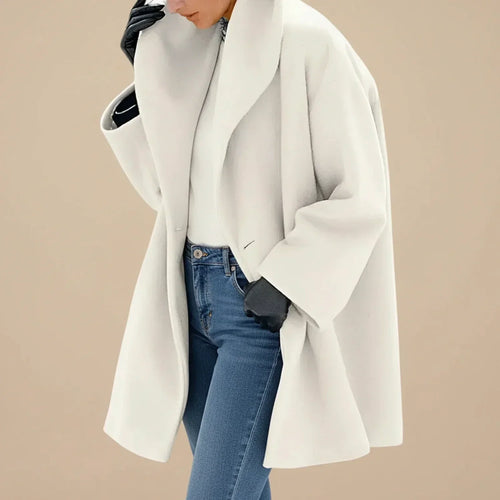 Abrigo de mujer oversize con cuello ancho y corte evasé 3