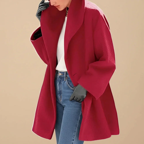 Abrigo de mujer oversize con cuello ancho y corte evasé 4
