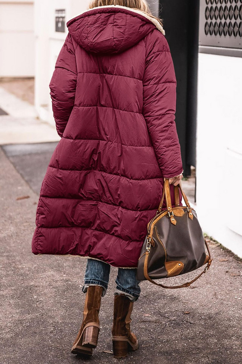 Abrigo largo reversible acolchado con capucha para mujer 11