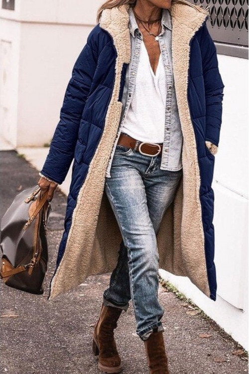 Abrigo largo reversible acolchado con capucha para mujer 3