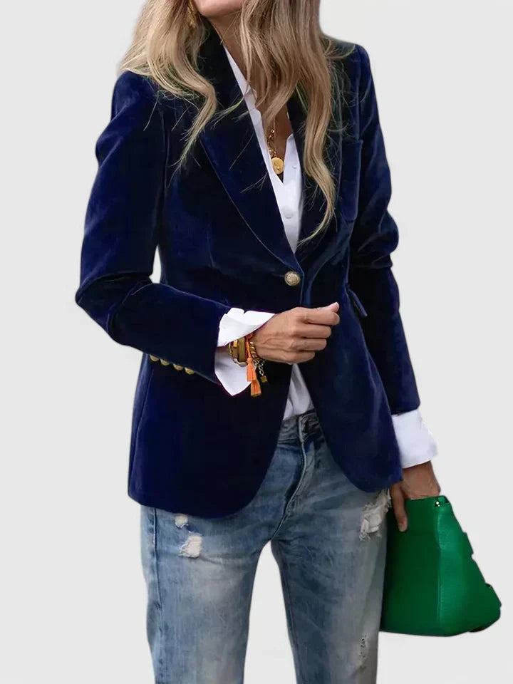 Blazer de mujer con solapa y botón estilo clásico 2
