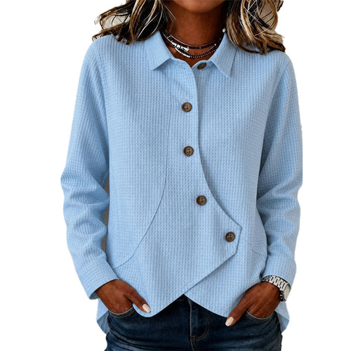 Blusa mujer texturizada con botones y bajo asimétrico 3