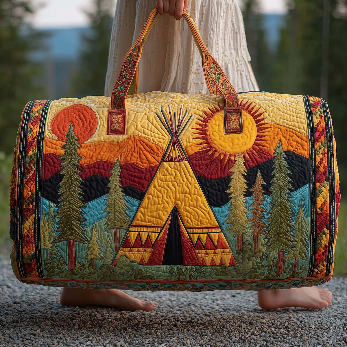 Bolsa de viaje acolchada con estampado y asas 10