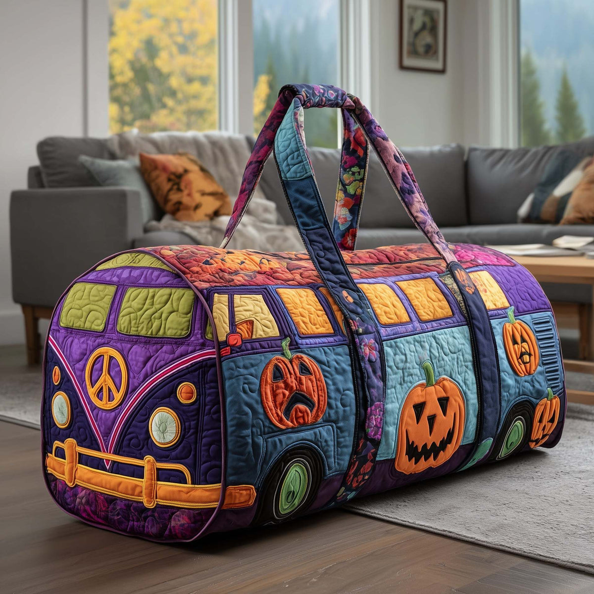 Bolsa de viaje acolchada con estampado y asas 11
