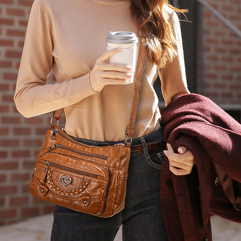 Bolso bandolera de mujer con múltiples compartimentos 5