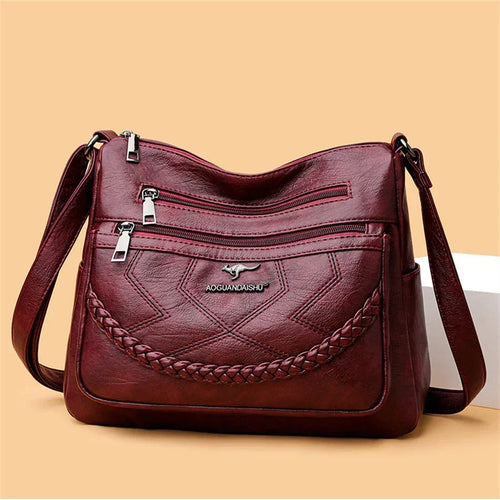Bolso bandolera mujer de piel con compartimentos y cierre de cremallera 7