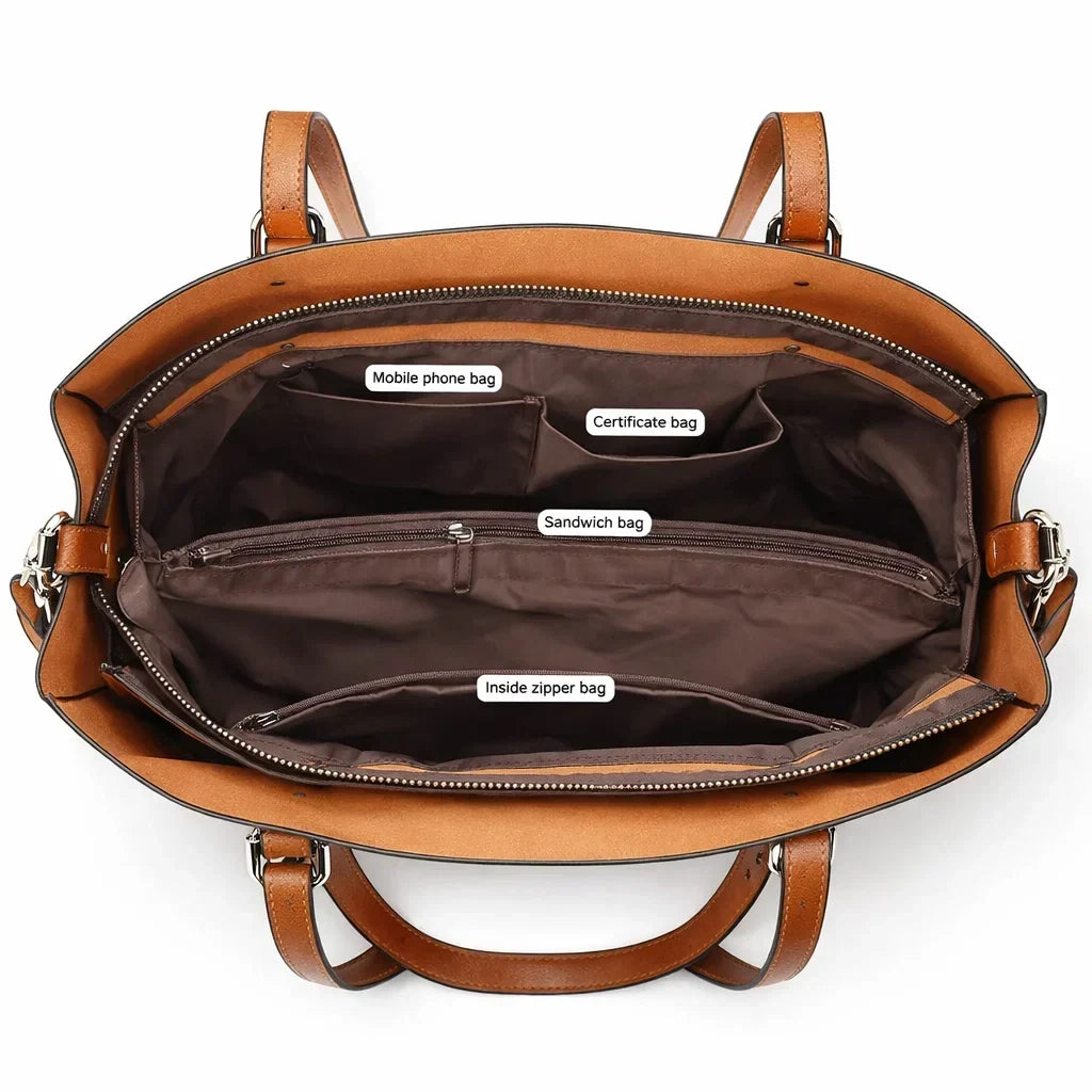 Bolso bandolera mujer de piel con doble asa y correa desmontable 11