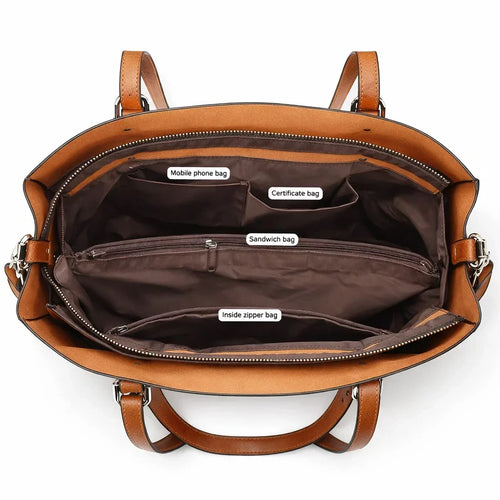 Bolso bandolera mujer de piel con doble asa y correa desmontable 11
