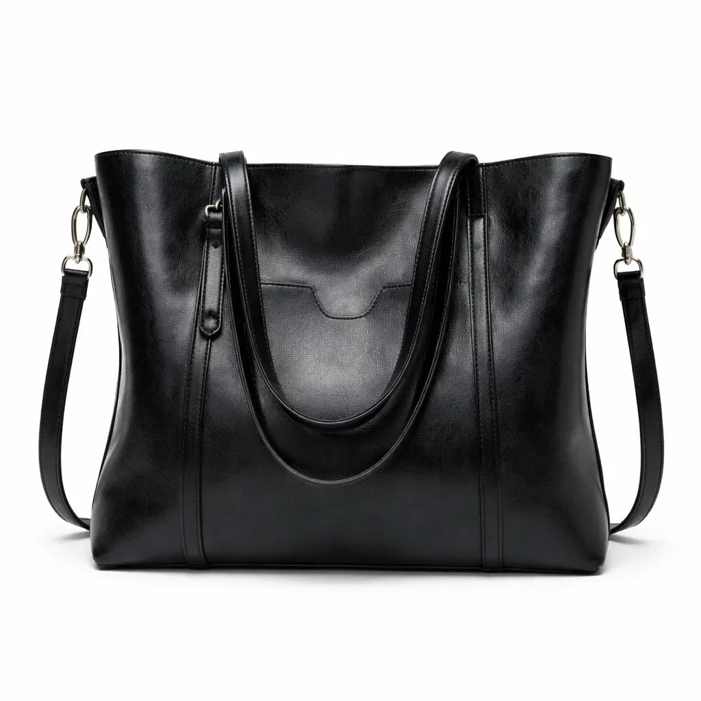 Bolso bandolera mujer de piel con doble asa y correa desmontable 2