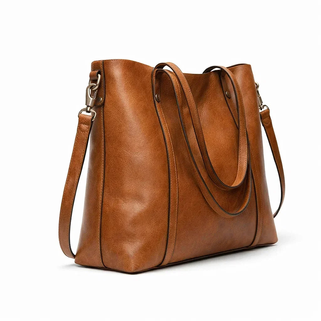 Bolso bandolera mujer de piel con doble asa y correa desmontable 9