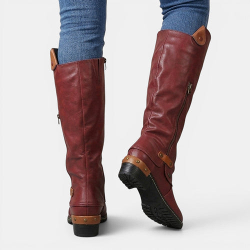 Botas altas de cuero mujer hasta la rodilla con cremallera 10