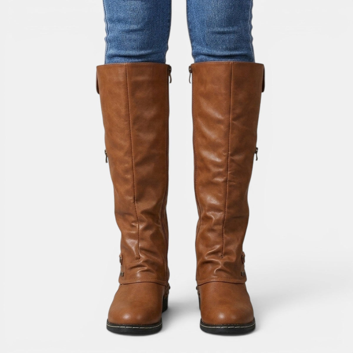 Botas altas de cuero mujer hasta la rodilla con cremallera 5