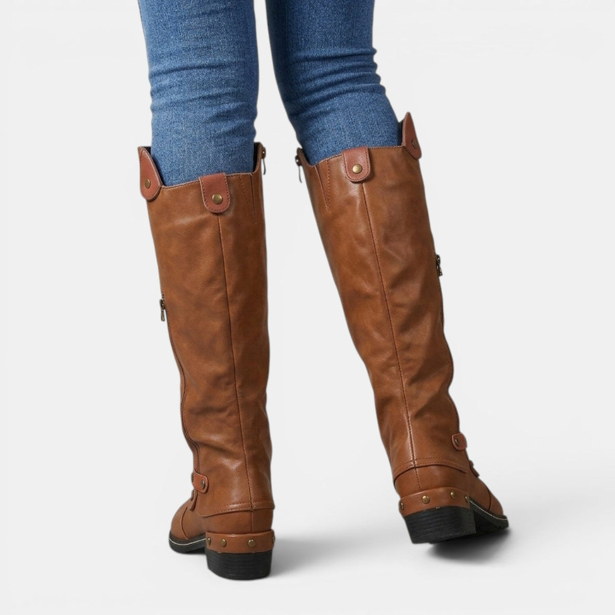 Botas altas de cuero mujer hasta la rodilla con cremallera 6