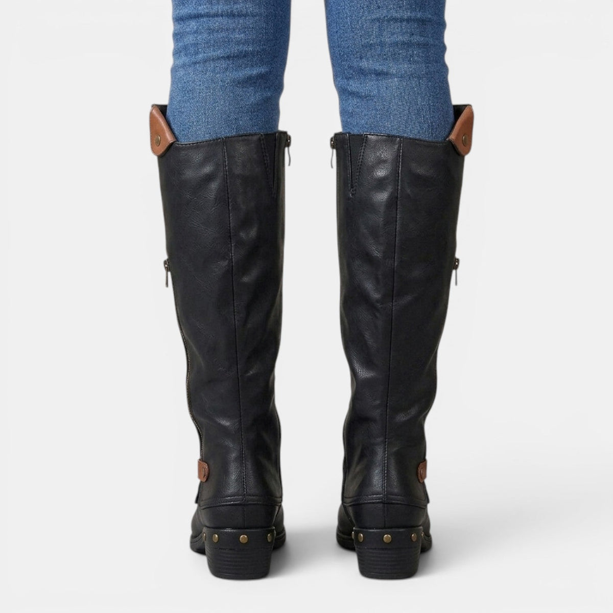 Botas altas de cuero mujer hasta la rodilla con cremallera 8