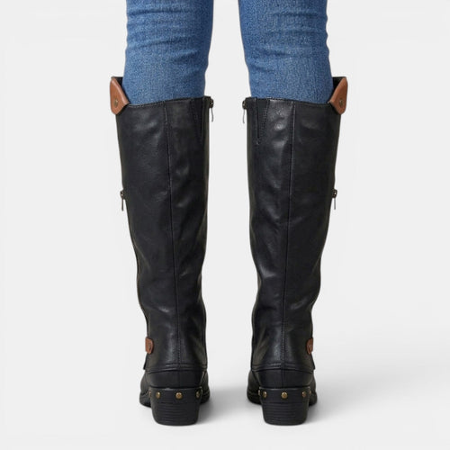 Botas altas de cuero mujer hasta la rodilla con cremallera 8