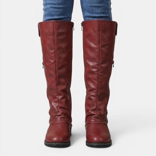 Botas altas de cuero mujer hasta la rodilla con cremallera 9
