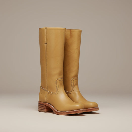 Botas altas de cuero para mujer con tacón bajo 2