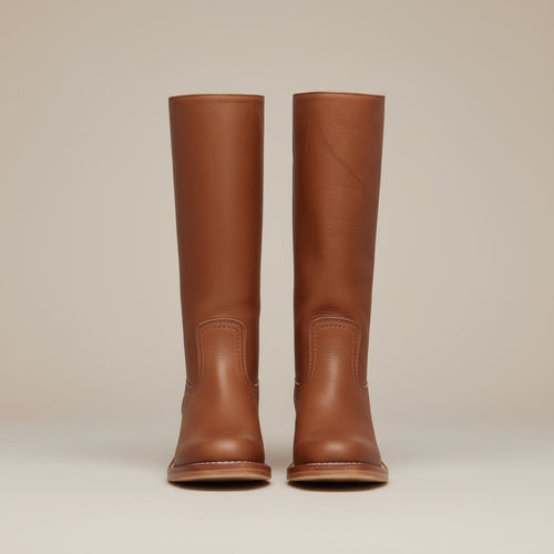 Botas altas de cuero para mujer con tacón bajo 7
