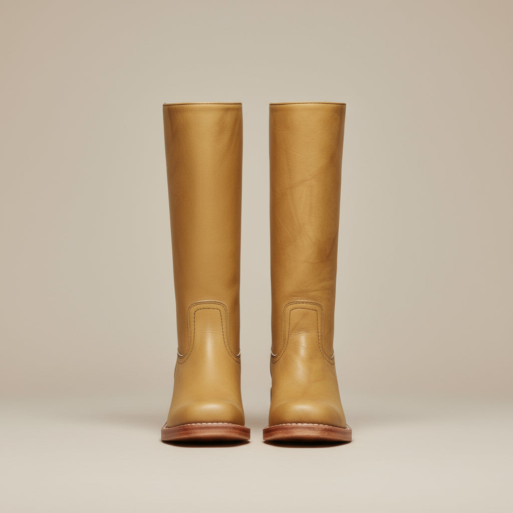 Botas altas de cuero para mujer con tacón bajo 8