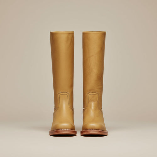 Botas altas de cuero para mujer con tacón bajo 8