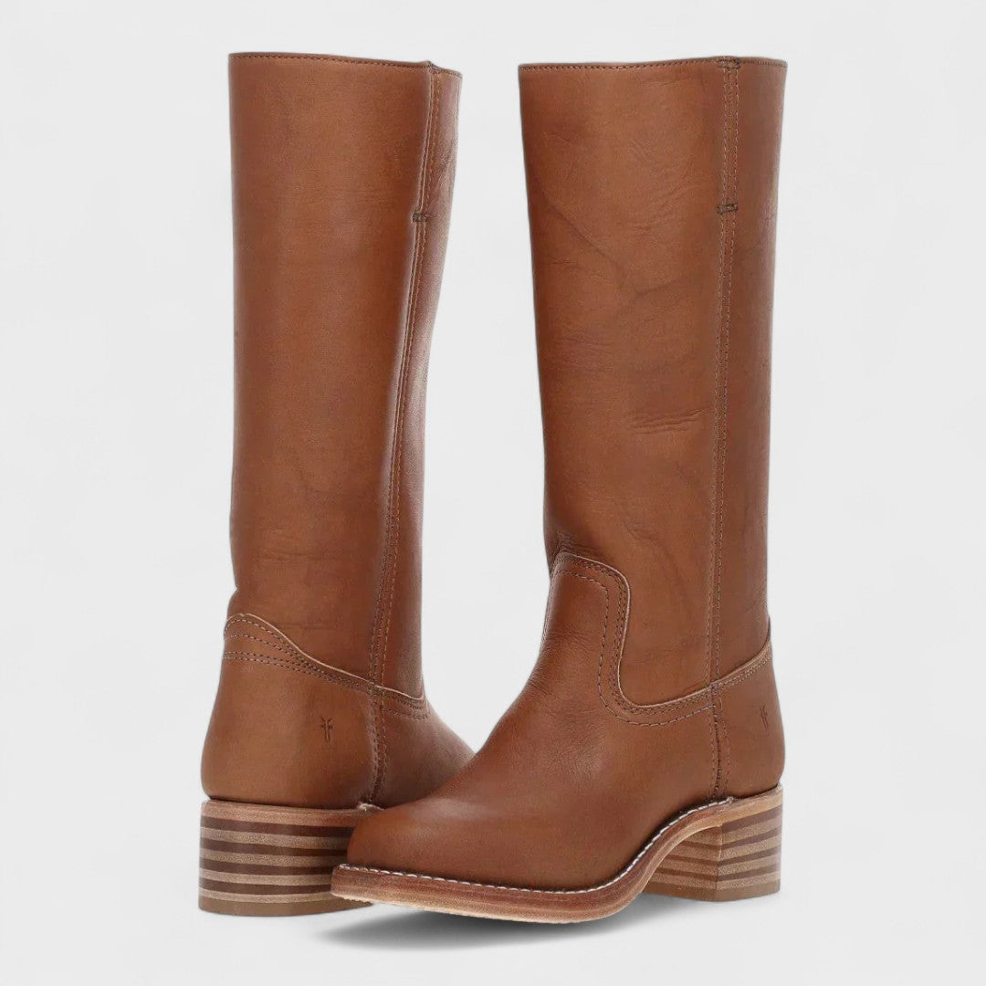 Botas altas de piel para mujer estilo equitación con tacón bajo 4
