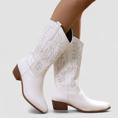 Botas cowboy mujer con bordado western y tiradores 1