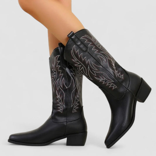 Botas cowboy mujer con bordado western y tiradores 2