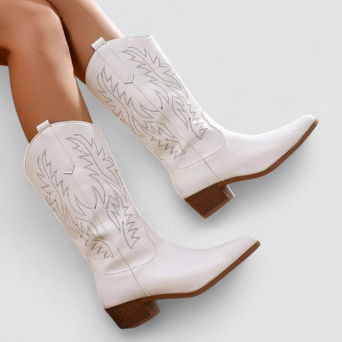 Botas cowboy mujer con bordado western y tiradores 4
