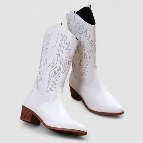 Botas cowboy mujer con bordado western y tiradores 5