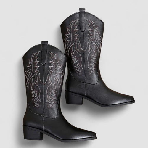 Botas cowboy mujer con bordado western y tiradores 6