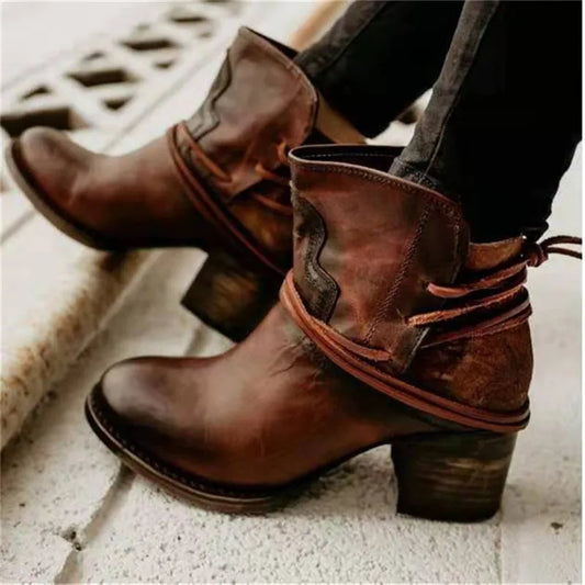 Botas cowboy mujer con tacón ancho y puntera redonda 1