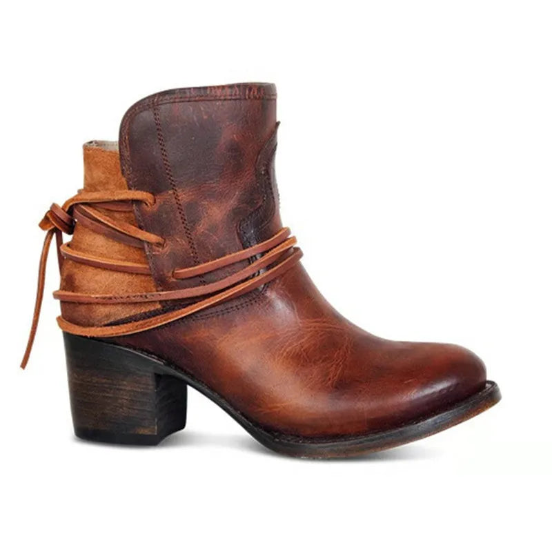 Botas cowboy mujer con tacón ancho y puntera redonda 5