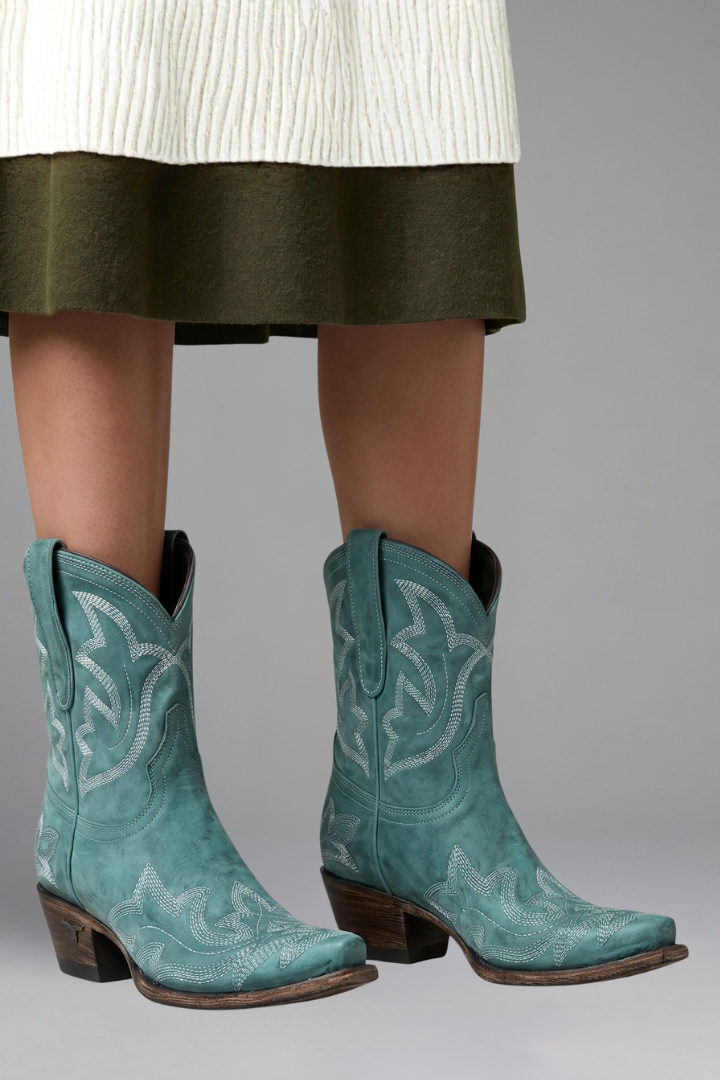 Botas cowboy mujer de caña media con bordado y puntera fina 3