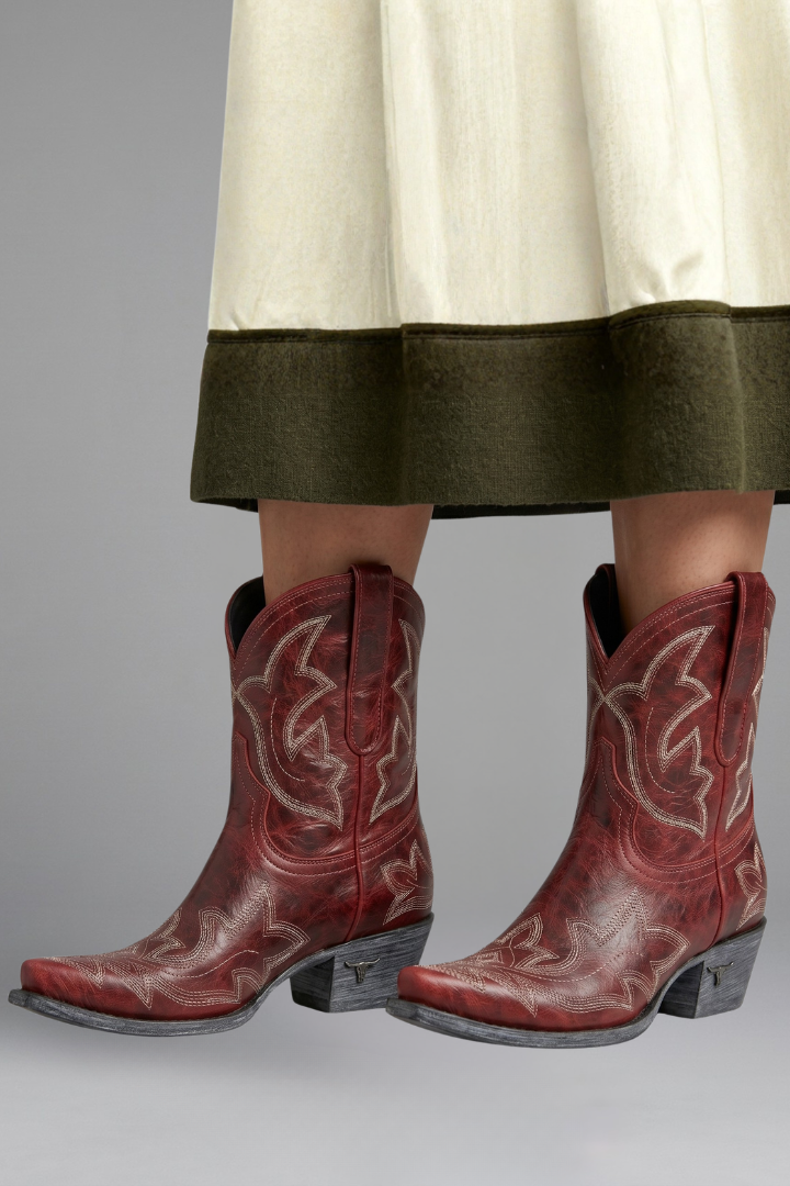 Botas cowboy mujer de caña media con bordado y puntera fina 7