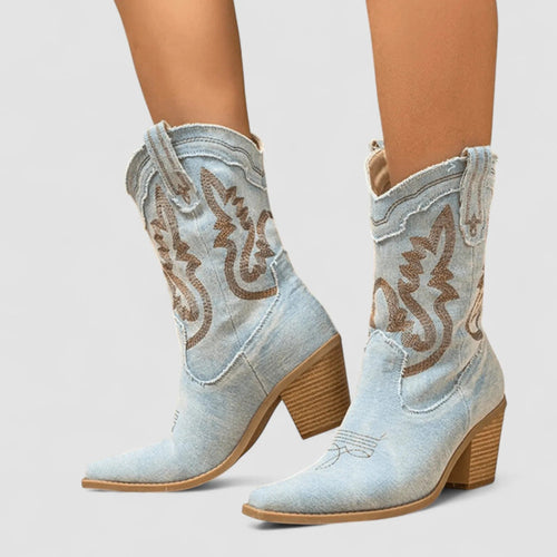 Botas cowboy mujer vaqueras con puntera fina y pespuntes 1