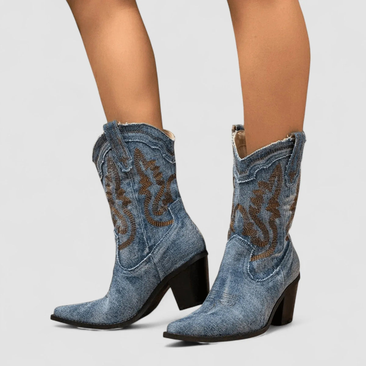 Botas cowboy mujer vaqueras con puntera fina y pespuntes 2
