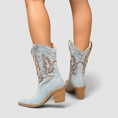 Botas cowboy mujer vaqueras con puntera fina y pespuntes 4