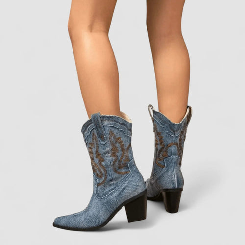 Botas cowboy mujer vaqueras con puntera fina y pespuntes 7