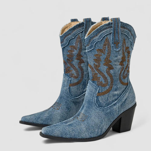 Botas cowboy mujer vaqueras con puntera fina y pespuntes 8