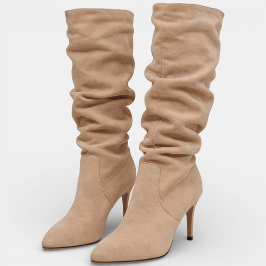 Botas de tacón de aguja para mujer de ante con punta fina 1