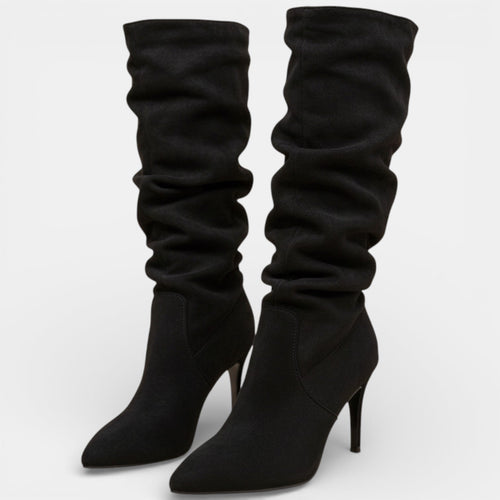 Botas de tacón de aguja para mujer de ante con punta fina 2