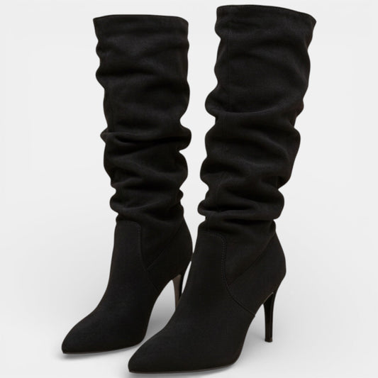 Botas de tacón de aguja para mujer de ante con punta fina 2