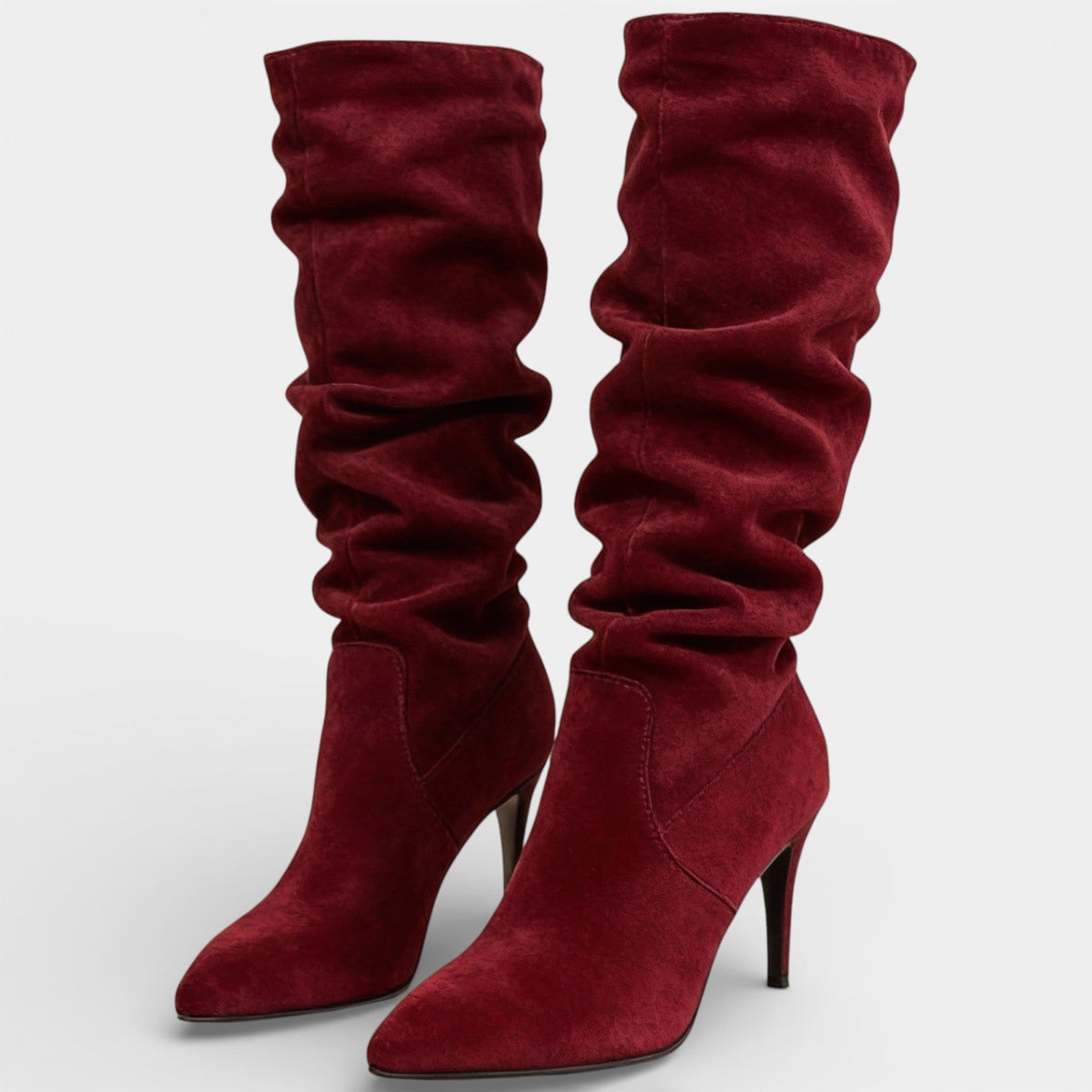 Botas de tacón de aguja para mujer de ante con punta fina 3
