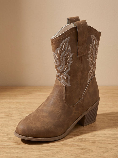 Botines cowboy mujer con bordado western y puntera fina 1