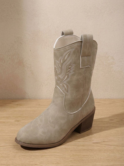 Botines cowboy mujer con bordado western y puntera fina 2
