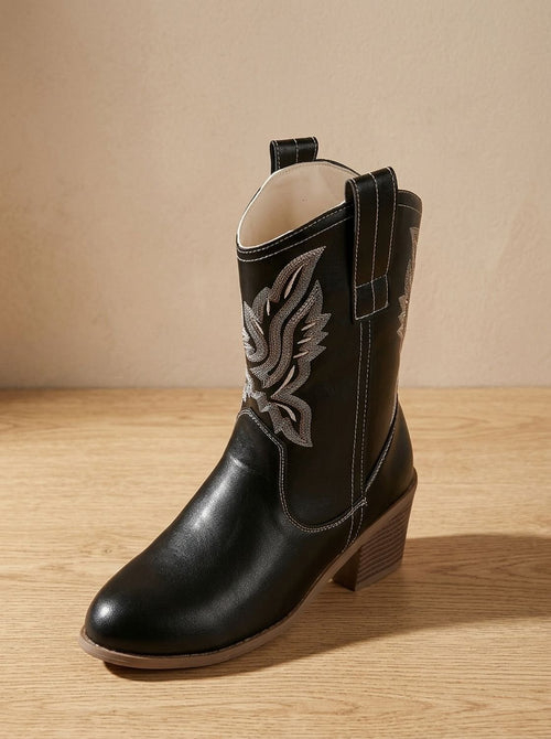 Botines cowboy mujer con bordado western y puntera fina 3