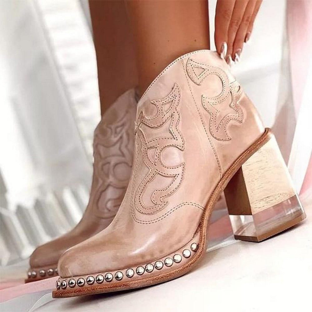 Botines cowboy mujer con bordado western y tachuelas 1