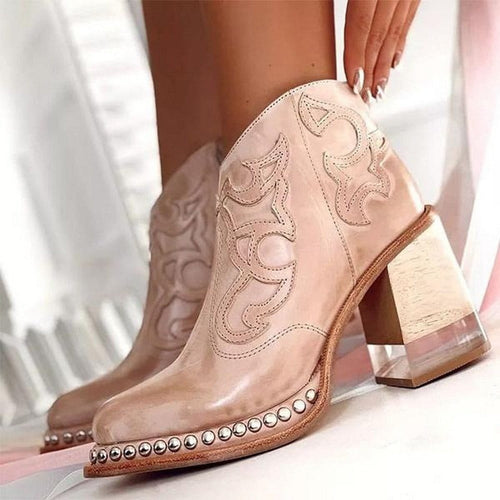 Botines cowboy mujer con bordado western y tachuelas 1