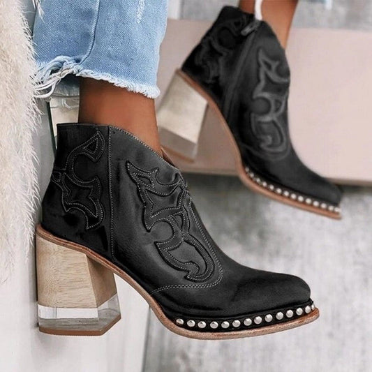 Botines cowboy mujer con bordado western y tachuelas 2